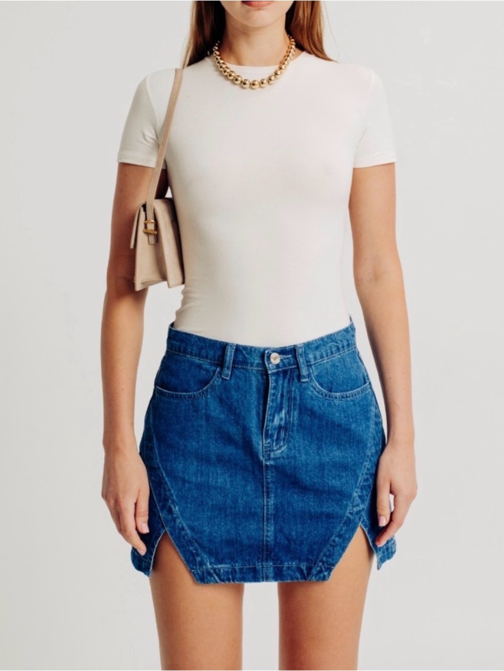 Torn by Ronny Kobo Denim Mini Skirt